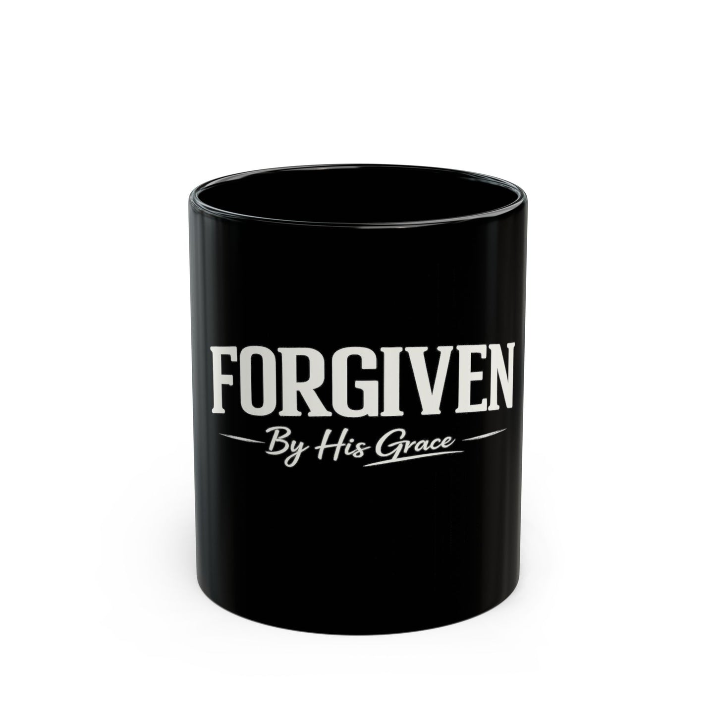 Forgiven By His Grace Black Christian Mug