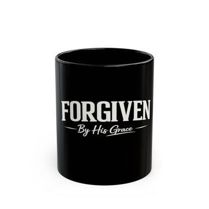 Forgiven By His Grace Black Christian Mug