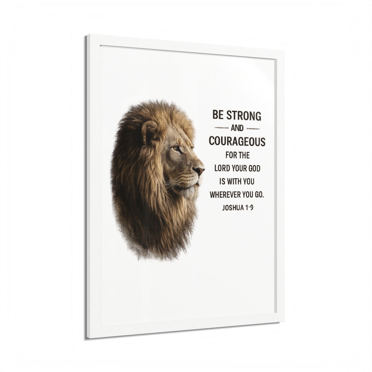 Be Strong & Courageous Lion Wall Art | Joshua 1:9 Christian Printable | Bible Verse Wall Decor | 5x7 Faith Print