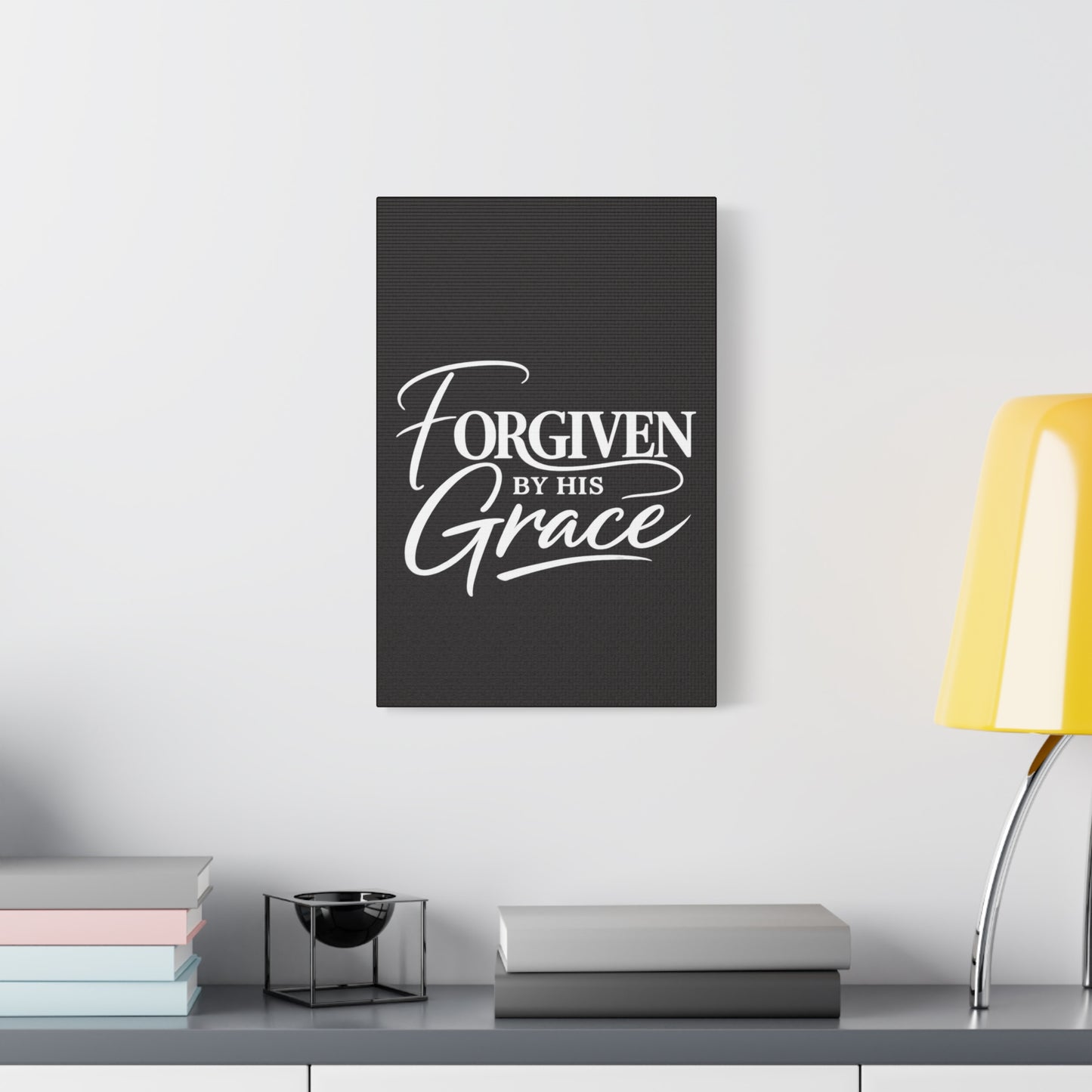 Title Forgiven by His Grace | Christian Wall Art | Modern Bible Verse Canvas | Faith-Based Home Decor