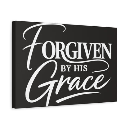 Title Forgiven by His Grace | Christian Wall Art | Modern Bible Verse Canvas | Faith-Based Home Decor