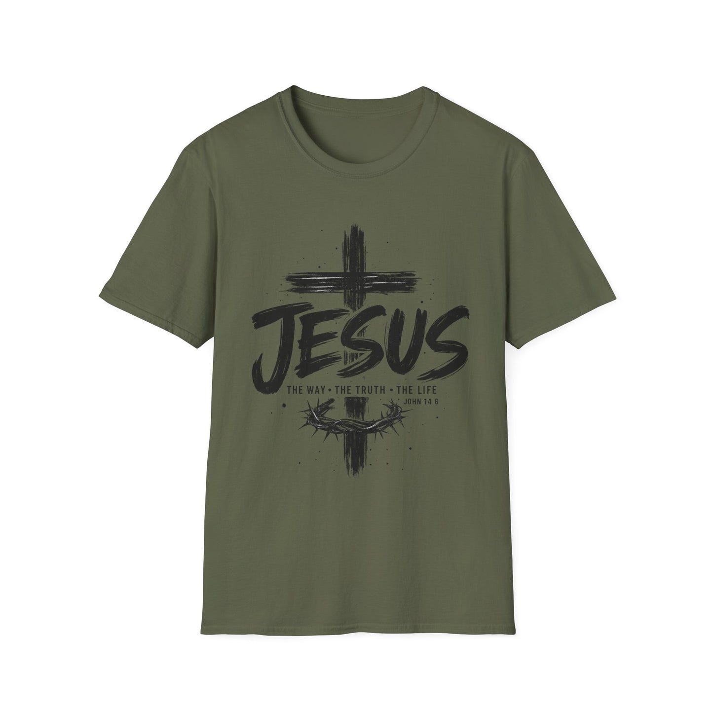 Jesus Cross T-Shirt | The Way The Truth The Life | John 14:6 Christian Graphic Tee | Faith-Based Unisex Shirt | Inspirational Gift for Men & Women