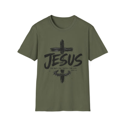 Jesus Cross T-Shirt | The Way The Truth The Life | John 14:6 Christian Graphic Tee | Faith-Based Unisex Shirt | Inspirational Gift for Men & Women