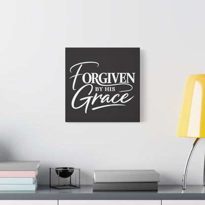 Title Forgiven by His Grace | Christian Wall Art | Modern Bible Verse Canvas | Faith-Based Home Decor
