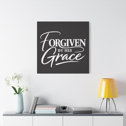 Title Forgiven by His Grace | Christian Wall Art | Modern Bible Verse Canvas | Faith-Based Home Decor