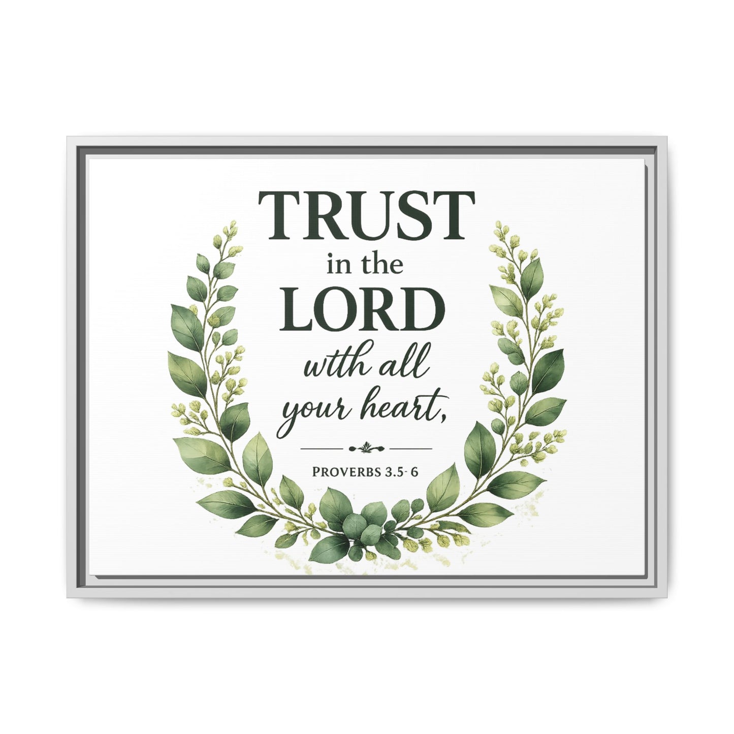 Framed Canvas Print — “Trust in the Lord with All Your Heart” Bible Verse Wall Art