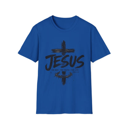 Jesus Cross T-Shirt | The Way The Truth The Life | John 14:6 Christian Graphic Tee | Faith-Based Unisex Shirt | Inspirational Gift for Men & Women