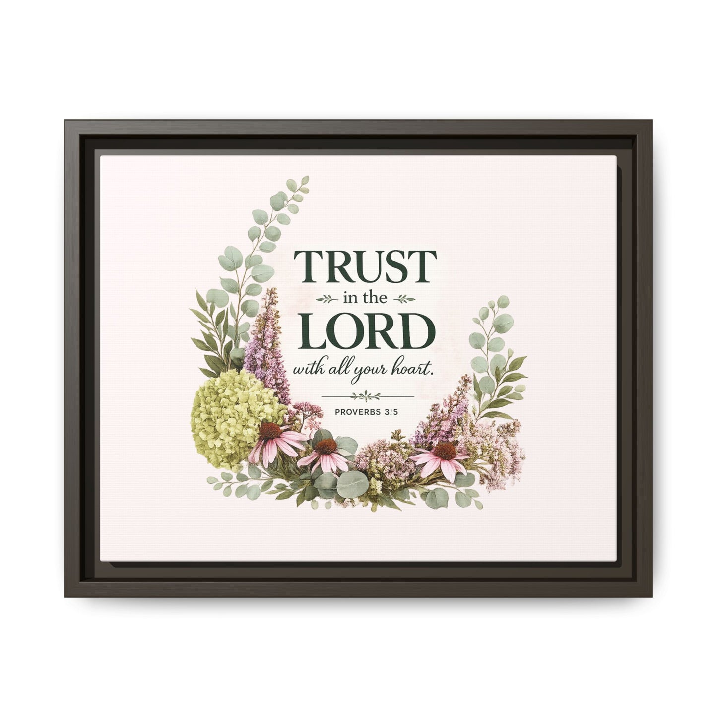 Trust in the Lord with All Your Heart | Proverbs 3:5–6 Christian Framed Canvas Wall Art | Modern Farmhouse Floral Scripture Print | Faith Home Decor | Inspirational Christian Gift