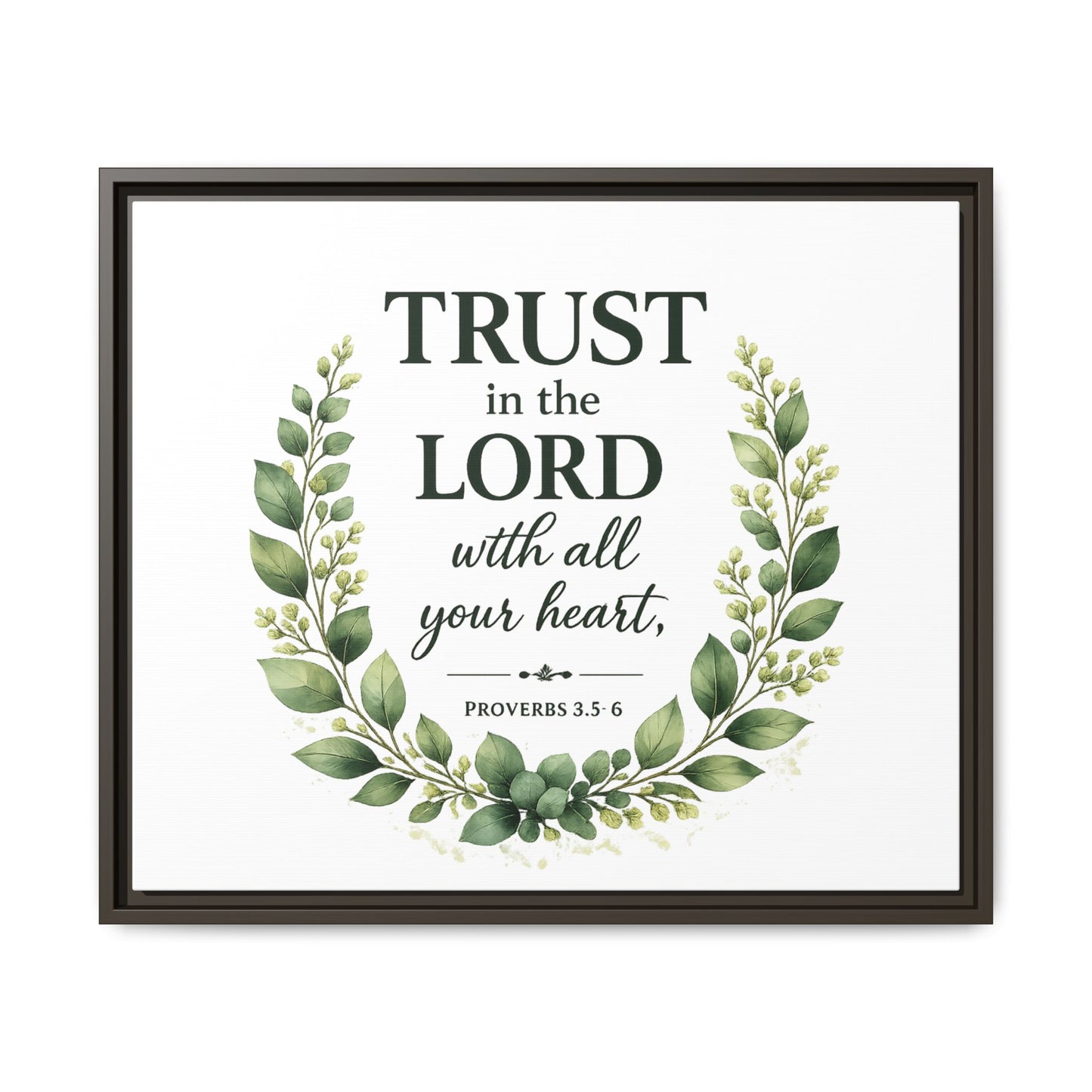 Framed Canvas Print — “Trust in the Lord with All Your Heart” Bible Verse Wall Art