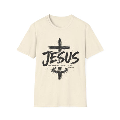 Jesus Cross T-Shirt | The Way The Truth The Life | John 14:6 Christian Graphic Tee | Faith-Based Unisex Shirt | Inspirational Gift for Men & Women