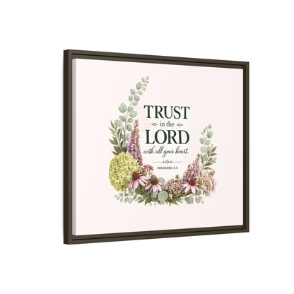 Trust in the Lord with All Your Heart | Proverbs 3:5–6 Christian Framed Canvas Wall Art | Modern Farmhouse Floral Scripture Print | Faith Home Decor | Inspirational Christian Gift