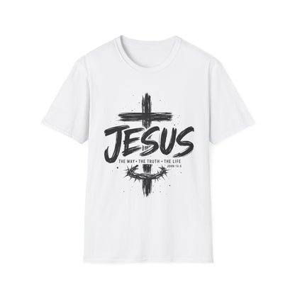 Jesus Cross T-Shirt | The Way The Truth The Life | John 14:6 Christian Graphic Tee | Faith-Based Unisex Shirt | Inspirational Gift for Men & Women