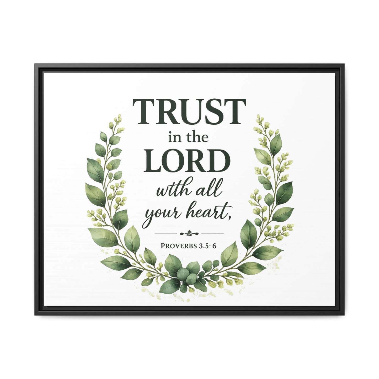 Framed Canvas Print — “Trust in the Lord with All Your Heart” Bible Verse Wall Art