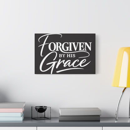 Title Forgiven by His Grace | Christian Wall Art | Modern Bible Verse Canvas | Faith-Based Home Decor