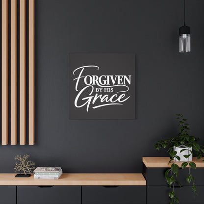 Title Forgiven by His Grace | Christian Wall Art | Modern Bible Verse Canvas | Faith-Based Home Decor