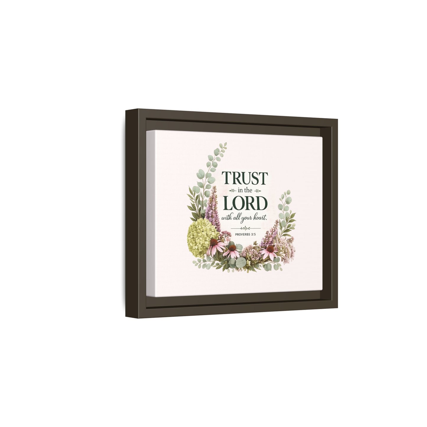 Trust in the Lord with All Your Heart | Proverbs 3:5–6 Christian Framed Canvas Wall Art | Modern Farmhouse Floral Scripture Print | Faith Home Decor | Inspirational Christian Gift