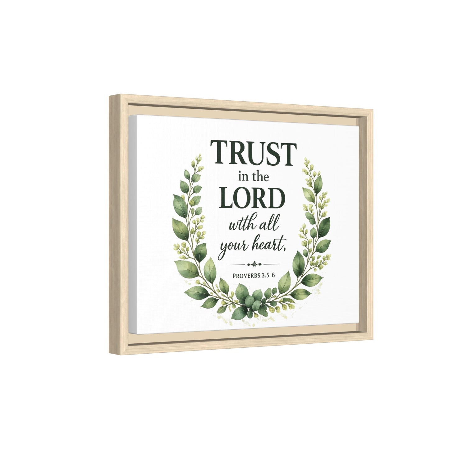 Framed Canvas Print — “Trust in the Lord with All Your Heart” Bible Verse Wall Art