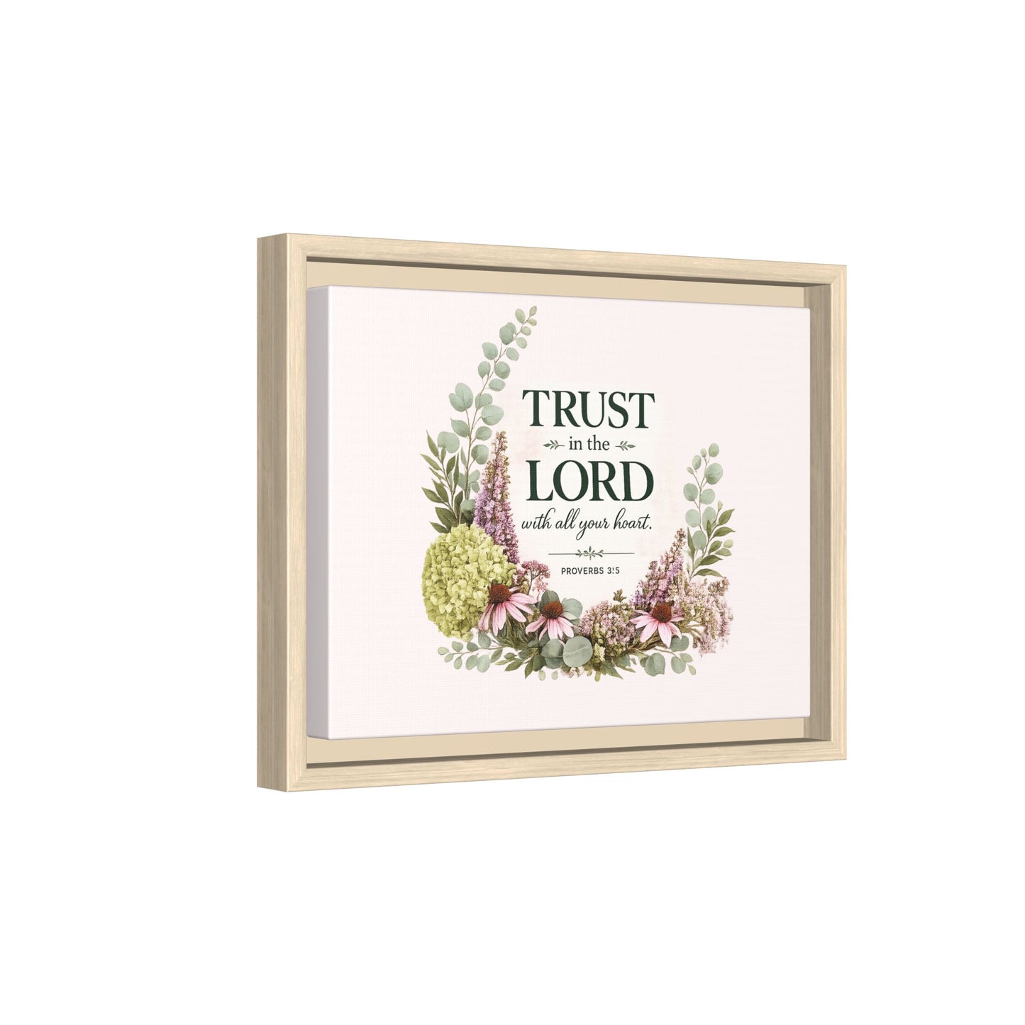 Trust in the Lord with All Your Heart | Proverbs 3:5–6 Christian Framed Canvas Wall Art | Modern Farmhouse Floral Scripture Print | Faith Home Decor | Inspirational Christian Gift