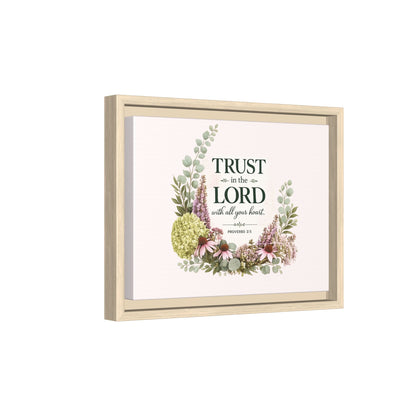 Trust in the Lord with All Your Heart | Proverbs 3:5–6 Christian Framed Canvas Wall Art | Modern Farmhouse Floral Scripture Print | Faith Home Decor | Inspirational Christian Gift