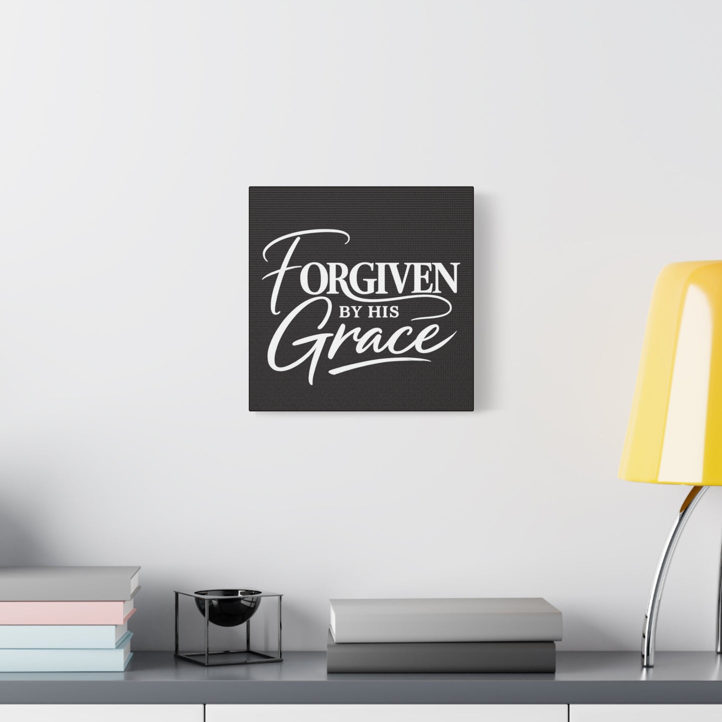 Title Forgiven by His Grace | Christian Wall Art | Modern Bible Verse Canvas | Faith-Based Home Decor