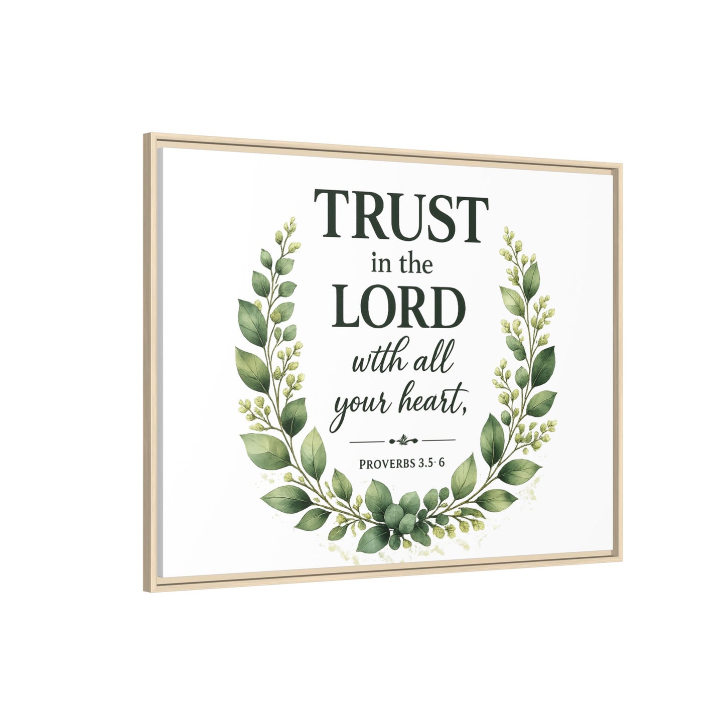 Framed Canvas Print — “Trust in the Lord with All Your Heart” Bible Verse Wall Art