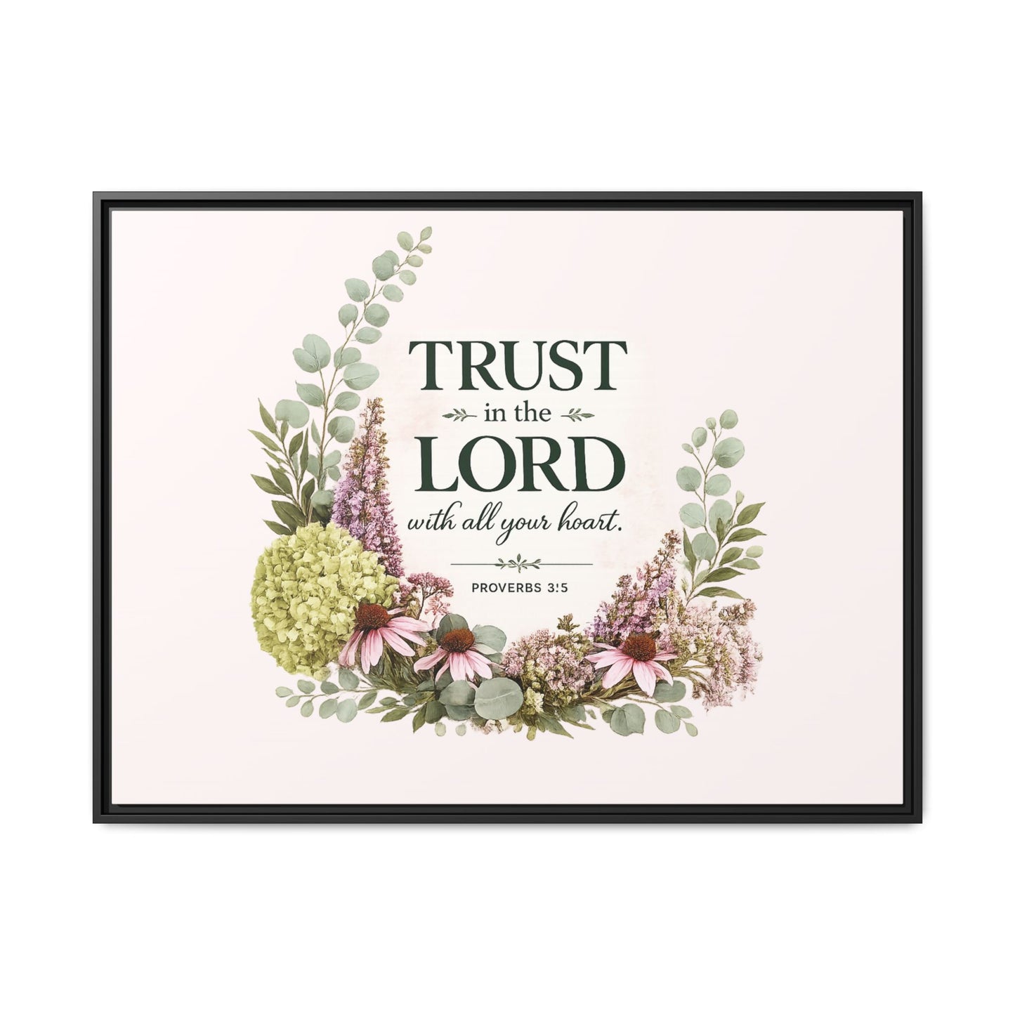 Trust in the Lord with All Your Heart | Proverbs 3:5–6 Christian Framed Canvas Wall Art | Modern Farmhouse Floral Scripture Print | Faith Home Decor | Inspirational Christian Gift