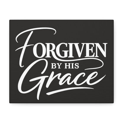 Title Forgiven by His Grace | Christian Wall Art | Modern Bible Verse Canvas | Faith-Based Home Decor