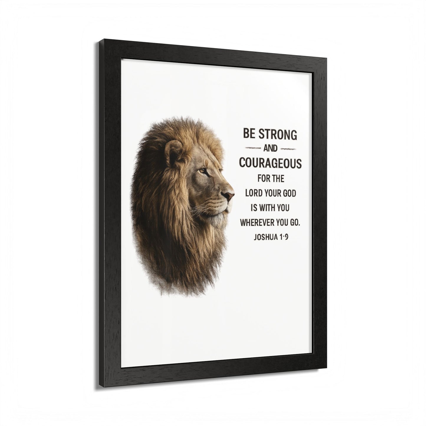 Be Strong & Courageous Lion Wall Art | Joshua 1:9 Christian Printable | Bible Verse Wall Decor | 5x7 Faith Print