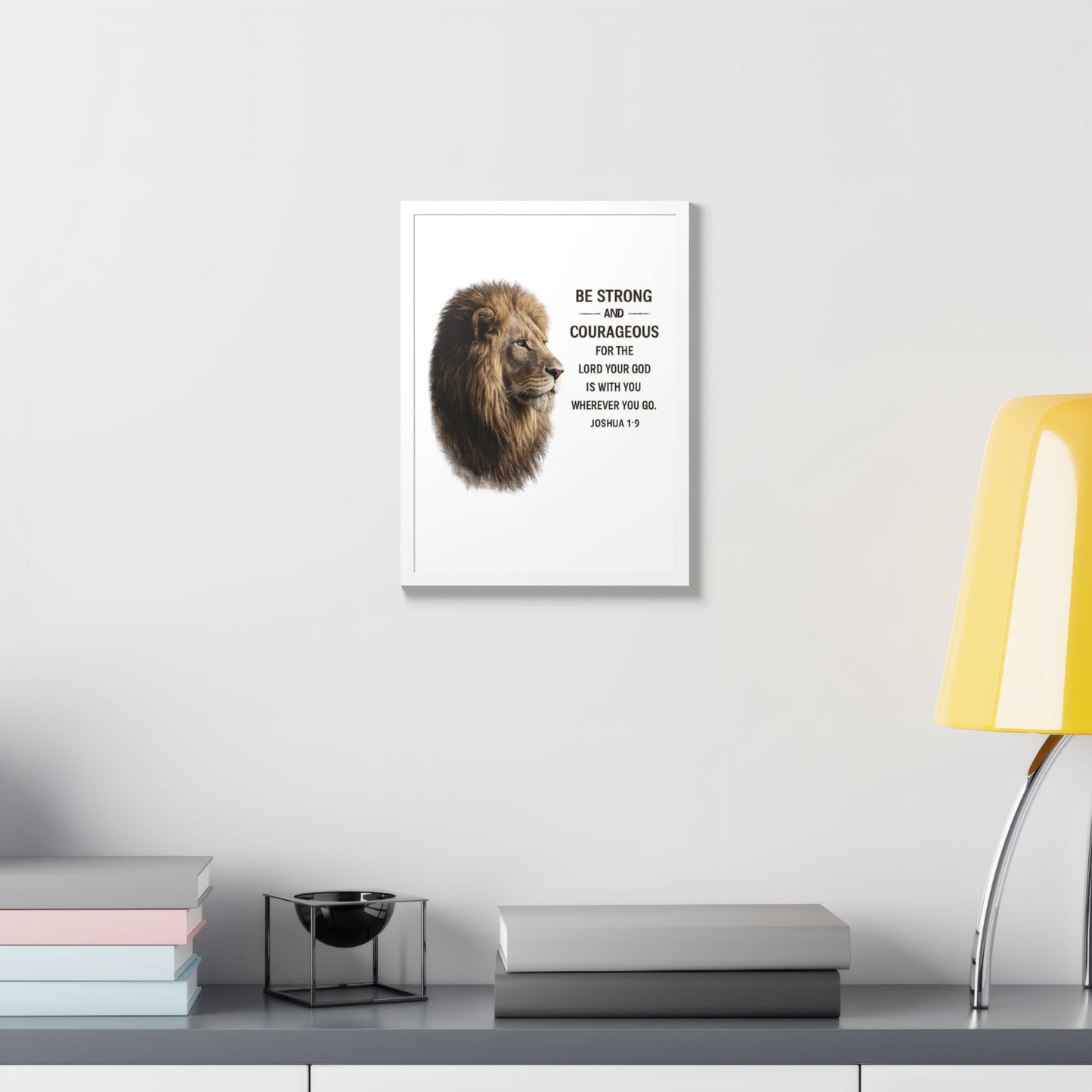 Be Strong & Courageous Lion Wall Art | Joshua 1:9 Christian Printable | Bible Verse Wall Decor | 5x7 Faith Print
