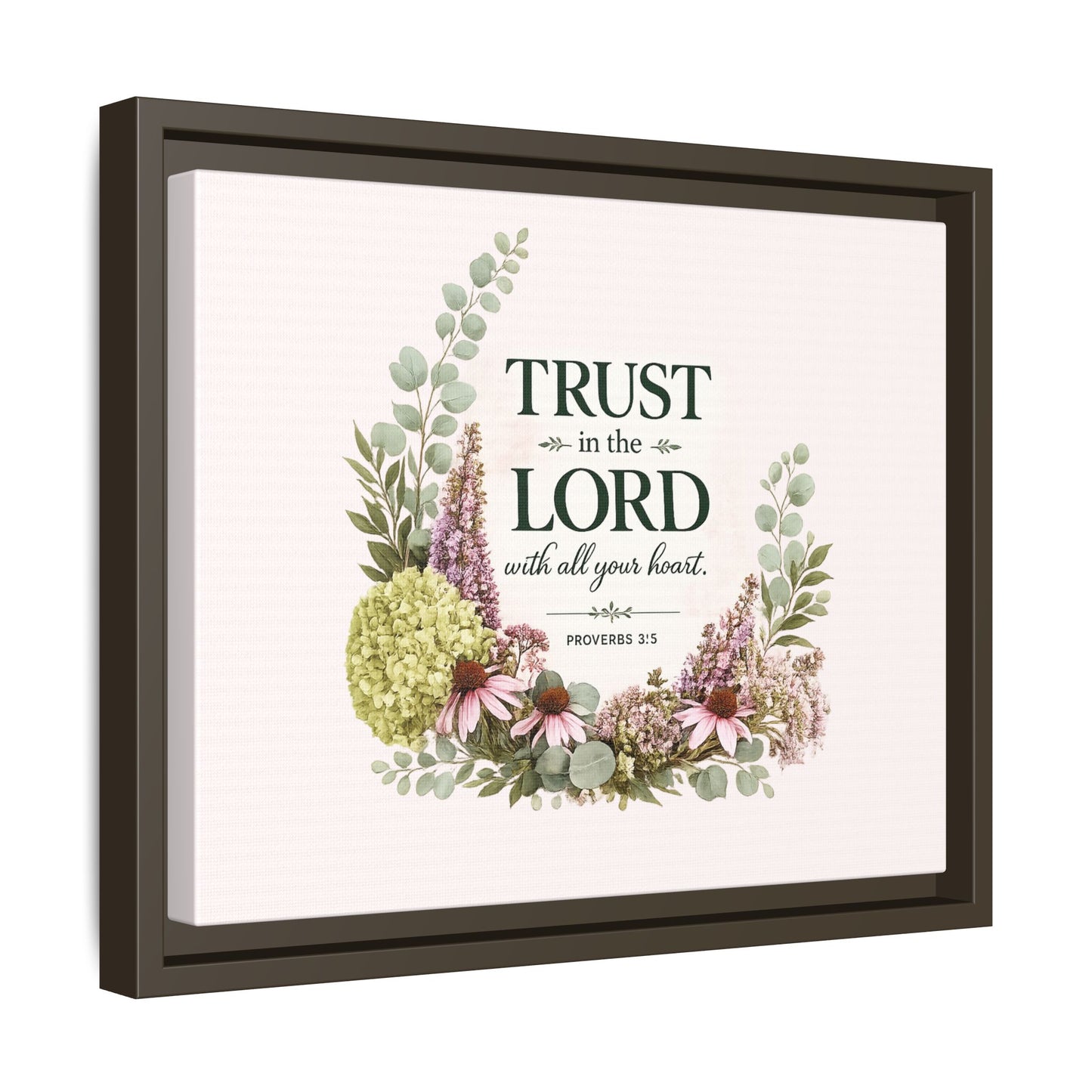 Trust in the Lord with All Your Heart | Proverbs 3:5–6 Christian Framed Canvas Wall Art | Modern Farmhouse Floral Scripture Print | Faith Home Decor | Inspirational Christian Gift