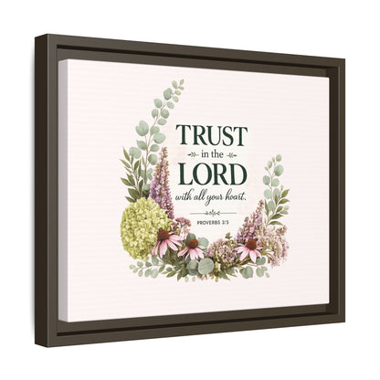 Trust in the Lord with All Your Heart | Proverbs 3:5–6 Christian Framed Canvas Wall Art | Modern Farmhouse Floral Scripture Print | Faith Home Decor | Inspirational Christian Gift