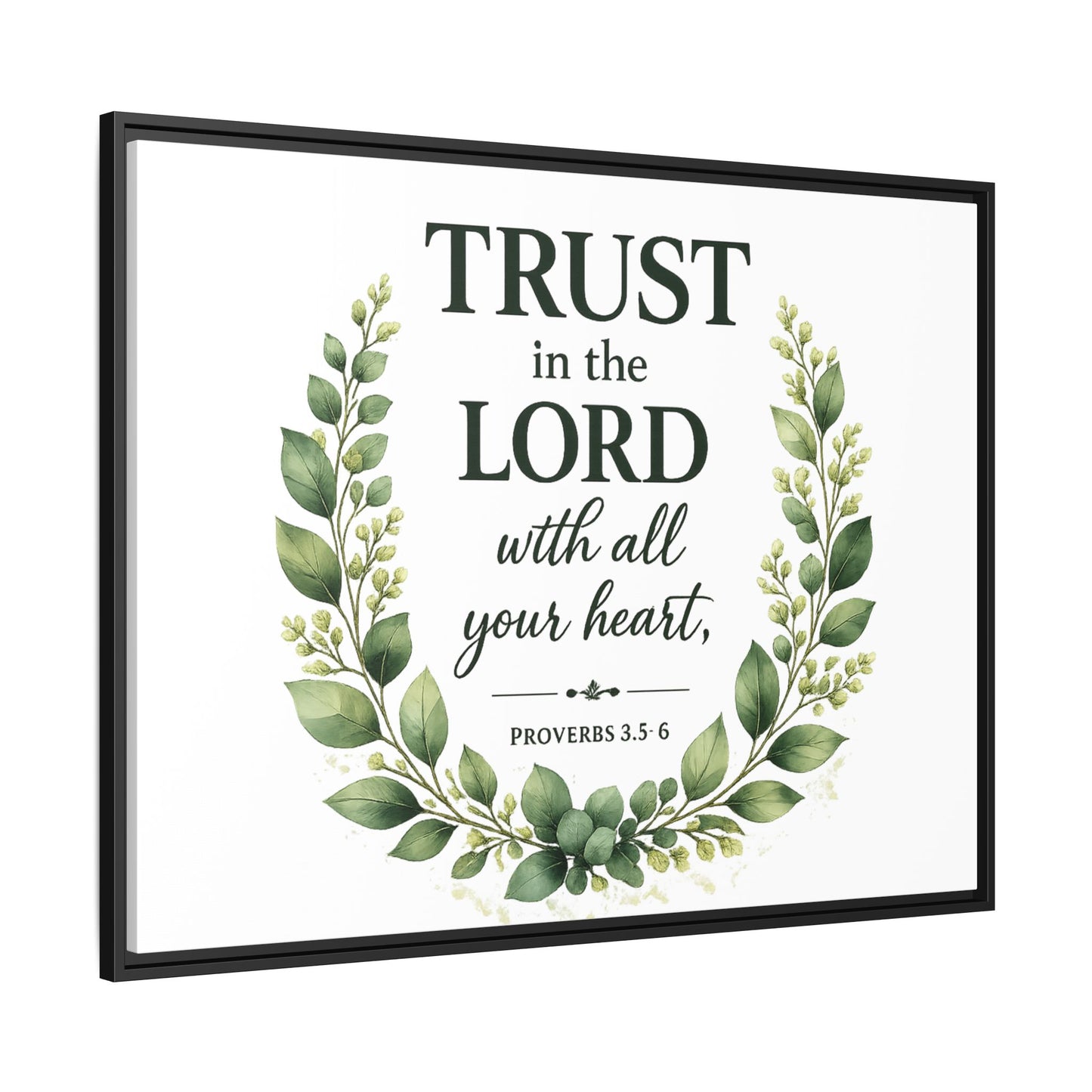 Framed Canvas Print — “Trust in the Lord with All Your Heart” Bible Verse Wall Art