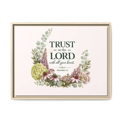 Trust in the Lord with All Your Heart | Proverbs 3:5–6 Christian Framed Canvas Wall Art | Modern Farmhouse Floral Scripture Print | Faith Home Decor | Inspirational Christian Gift