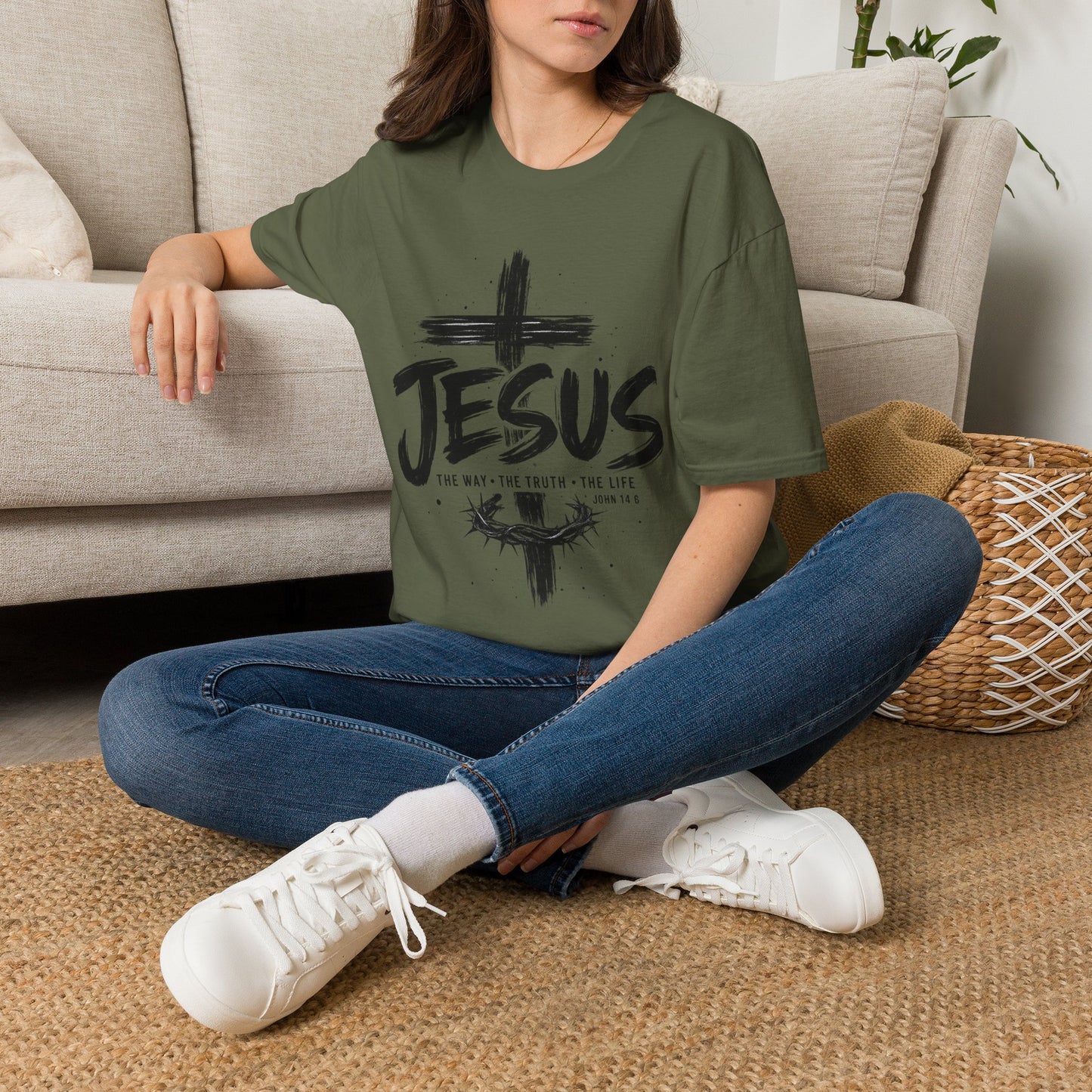 Jesus Cross T-Shirt | The Way The Truth The Life | John 14:6 Christian Graphic Tee | Faith-Based Unisex Shirt | Inspirational Gift for Men & Women