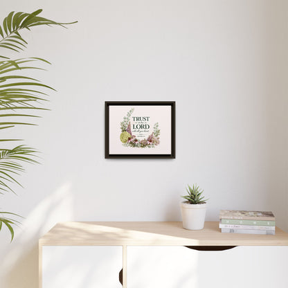 Trust in the Lord with All Your Heart | Proverbs 3:5–6 Christian Framed Canvas Wall Art | Modern Farmhouse Floral Scripture Print | Faith Home Decor | Inspirational Christian Gift