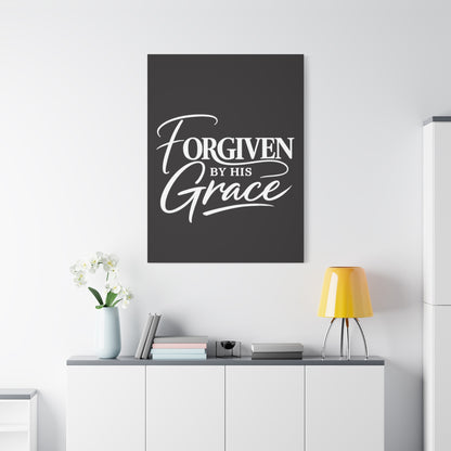 Title Forgiven by His Grace | Christian Wall Art | Modern Bible Verse Canvas | Faith-Based Home Decor