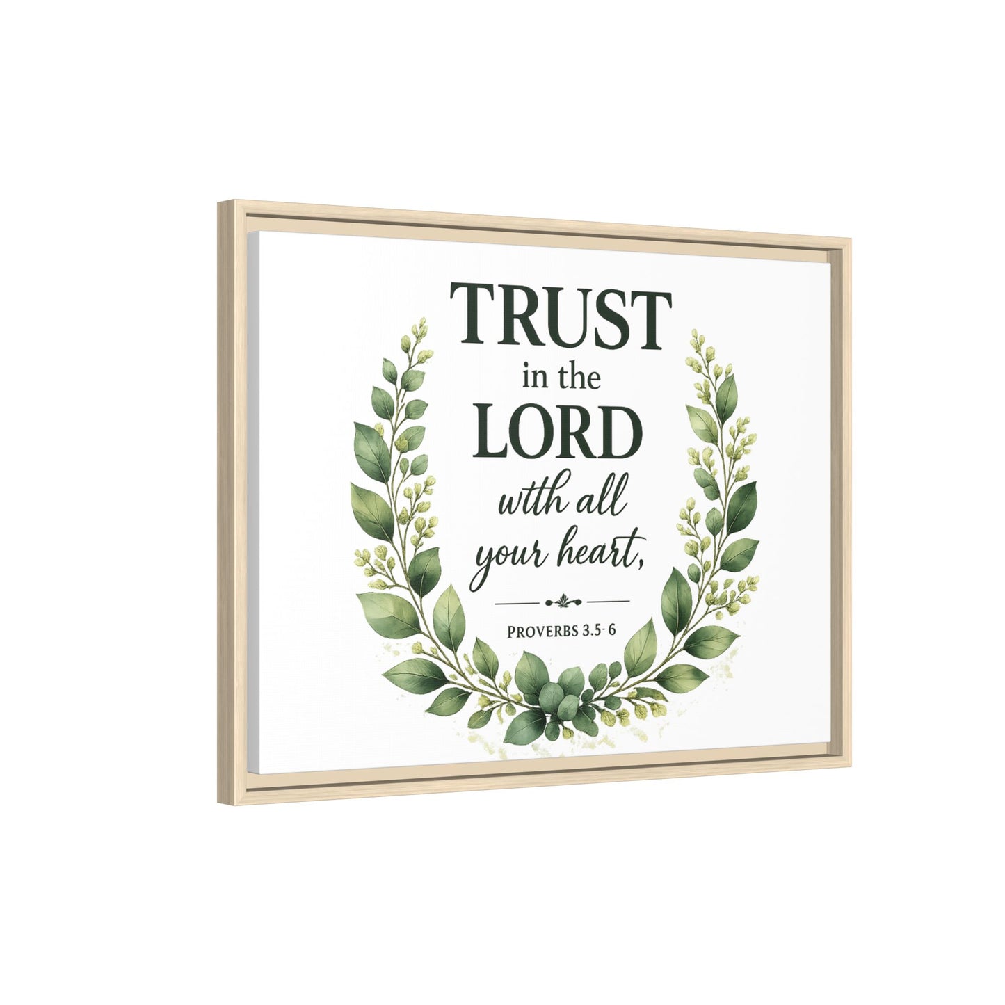 Framed Canvas Print — “Trust in the Lord with All Your Heart” Bible Verse Wall Art