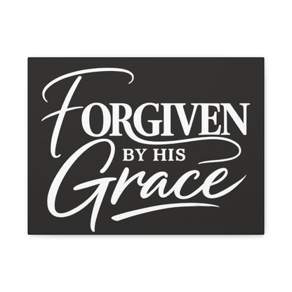 Title Forgiven by His Grace | Christian Wall Art | Modern Bible Verse Canvas | Faith-Based Home Decor