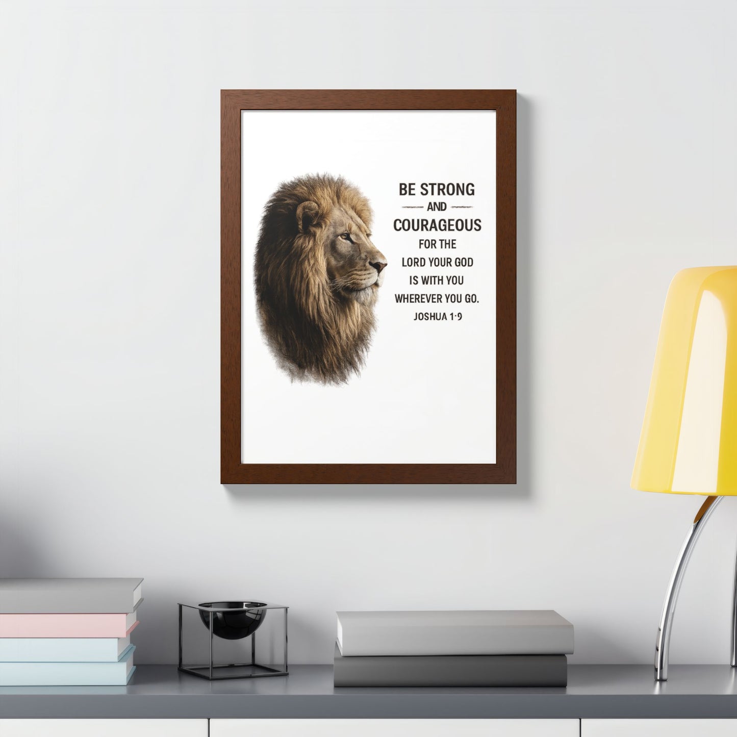 Be Strong & Courageous Lion Wall Art | Joshua 1:9 Christian Printable | Bible Verse Wall Decor | 5x7 Faith Print