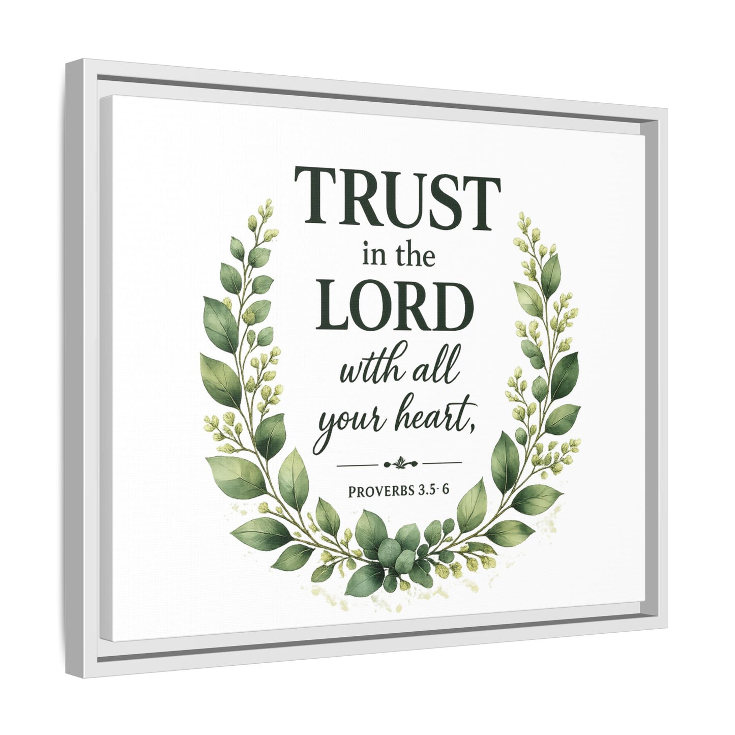 Framed Canvas Print — “Trust in the Lord with All Your Heart” Bible Verse Wall Art