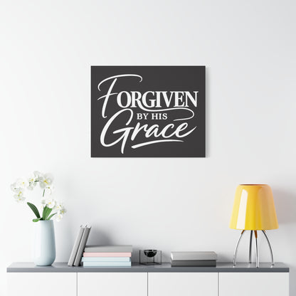 Title Forgiven by His Grace | Christian Wall Art | Modern Bible Verse Canvas | Faith-Based Home Decor