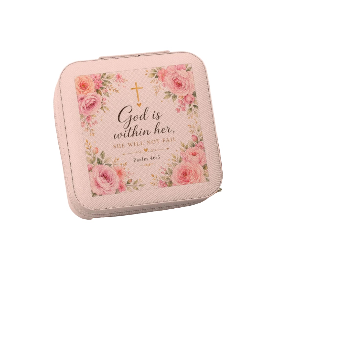 God IS Within Her Travel Jewelry Case - Psalm 46:5 Christian Gift