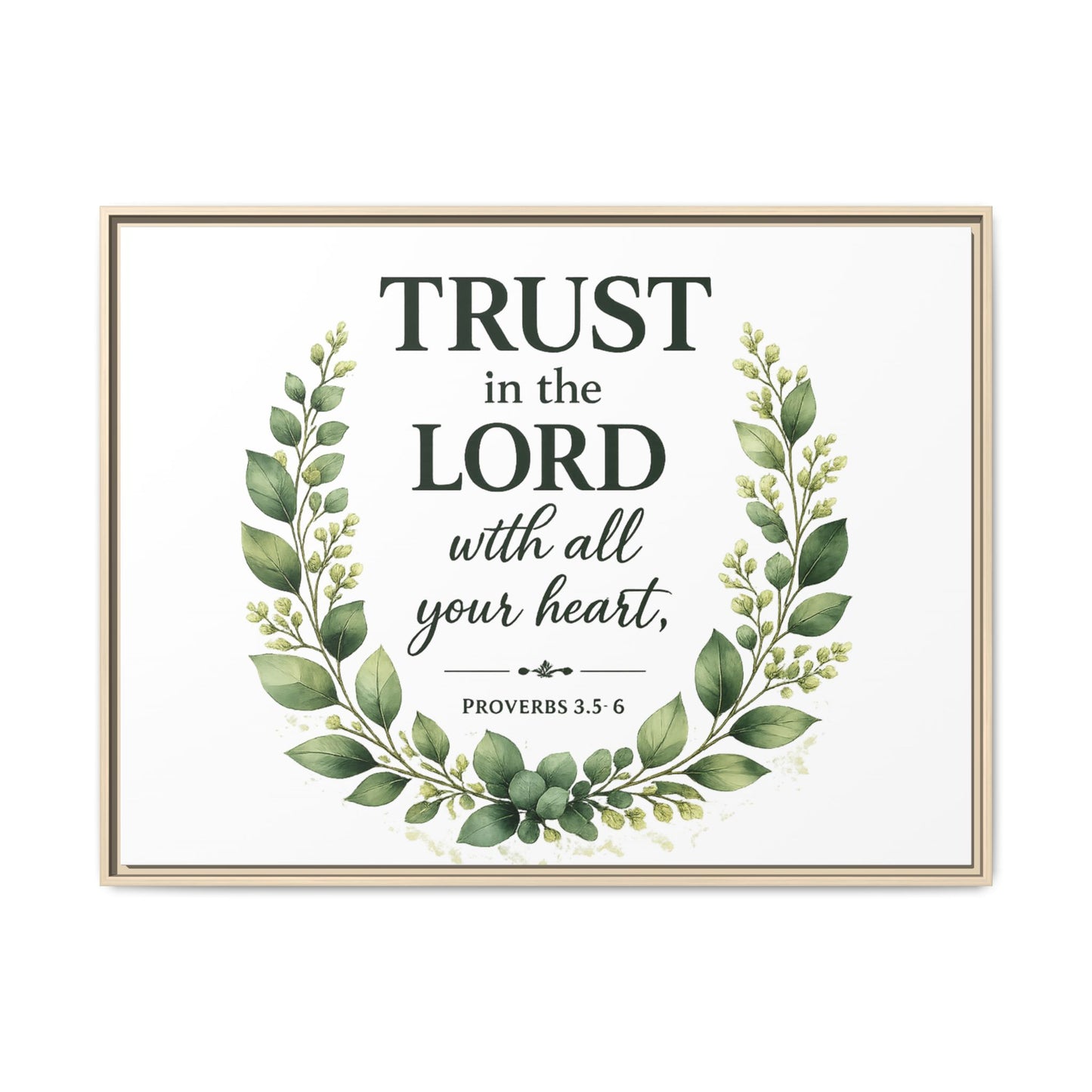 Framed Canvas Print — “Trust in the Lord with All Your Heart” Bible Verse Wall Art