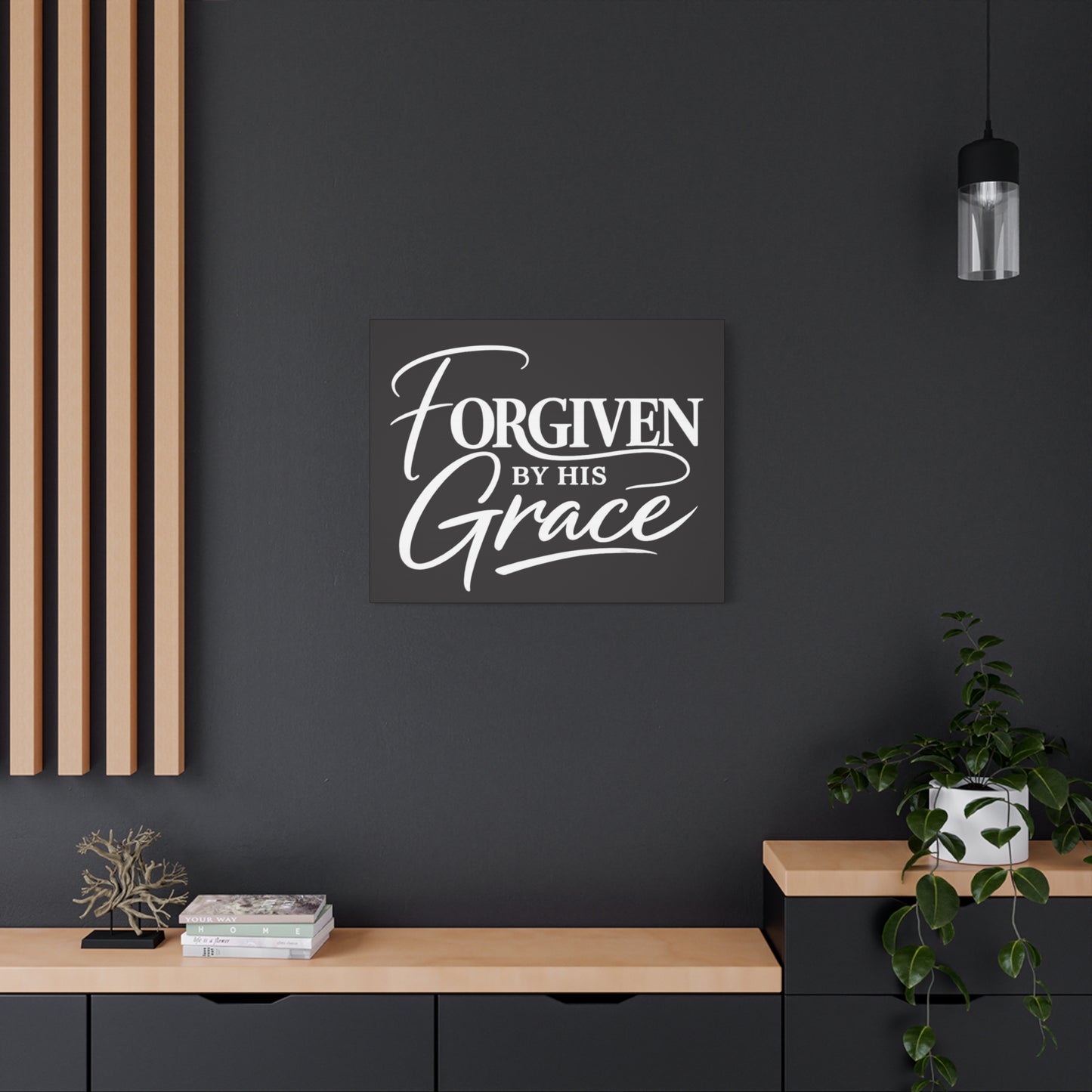 Title Forgiven by His Grace | Christian Wall Art | Modern Bible Verse Canvas | Faith-Based Home Decor