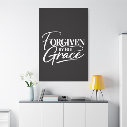 Title Forgiven by His Grace | Christian Wall Art | Modern Bible Verse Canvas | Faith-Based Home Decor
