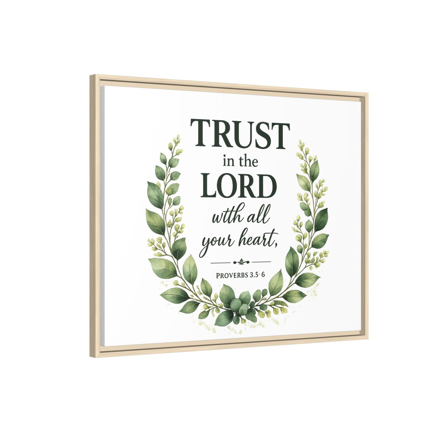 Framed Canvas Print — “Trust in the Lord with All Your Heart” Bible Verse Wall Art