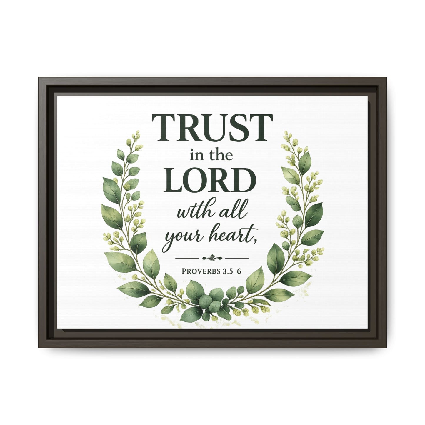 Framed Canvas Print — “Trust in the Lord with All Your Heart” Bible Verse Wall Art