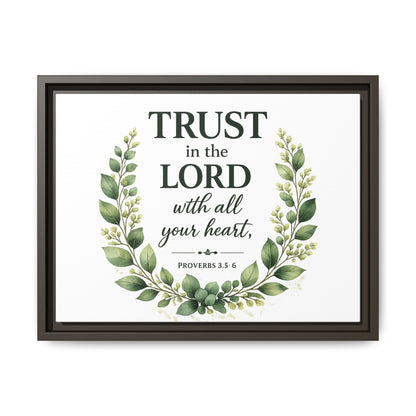 Framed Canvas Print — “Trust in the Lord with All Your Heart” Bible Verse Wall Art