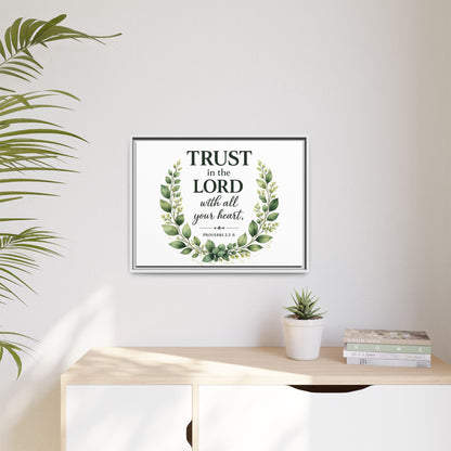 Framed Canvas Print — “Trust in the Lord with All Your Heart” Bible Verse Wall Art