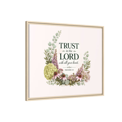 Trust in the Lord with All Your Heart | Proverbs 3:5–6 Christian Framed Canvas Wall Art | Modern Farmhouse Floral Scripture Print | Faith Home Decor | Inspirational Christian Gift